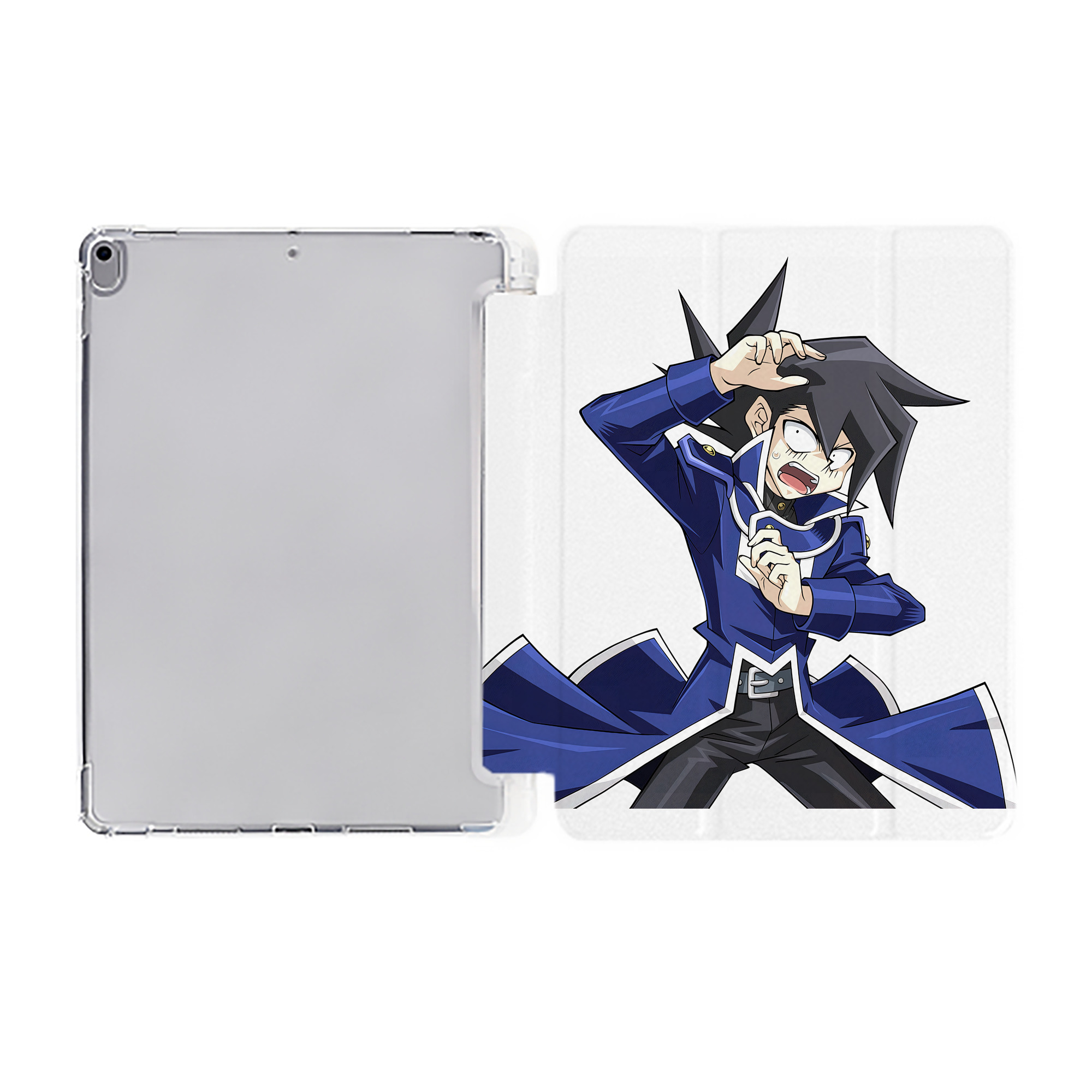 （画像用） 遊☆戯☆王 Yu-Gi-Oh! IPad ケース ペン収納付き 三つ折りスタンド PUレザー×シリコン 対応機種9.5/10.5/10.9インチ